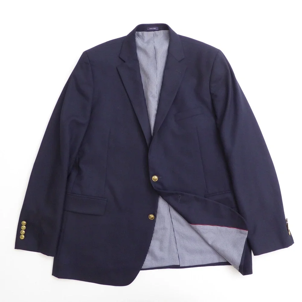 Stafford Mens Blazer Blue Wool Regular Fit 2 Button 48 Long
